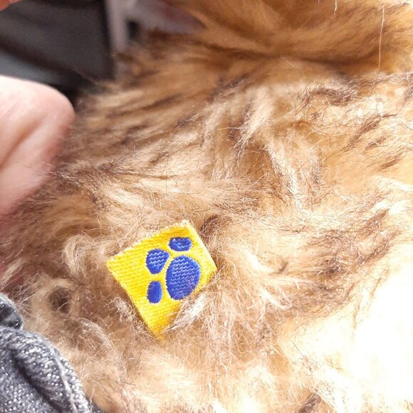 Build-A-Bear Hop Brown Fluffy Bunny Plush Wearing Denim Jeans White Tail - Picture 3 of 3